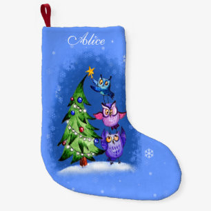 Petite Chaussette De Noël Arbre de Noël personnalisé de hiboux