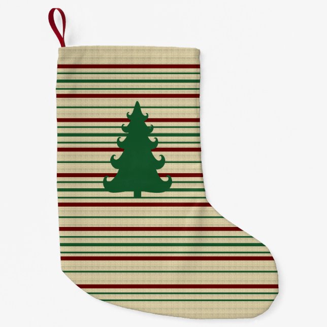 Petite Chaussette De Noël Arbre de Noël rayé (Devant)
