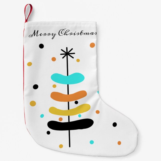 Petite Chaussette De Noël Arbre de Noël rétro (Devant)