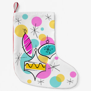 Petite Chaussette De Noël Arbre rétro Baubles stocke rouge retour