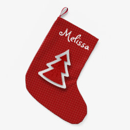 Petite Chaussette De Noël Arbre rouge - Stocking de Noël