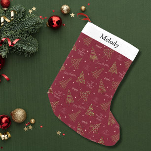 Petite Chaussette De Noël Arbres de Noël modernes avec des voeux de saison R