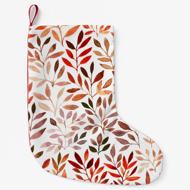 Petite Chaussette De Noël Arbres rétro, aquarelle motif sans couture. (Devant)
