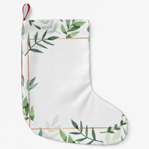 Petite Chaussette De Noël Arrière - plan d'aquarelle feuille du cadre