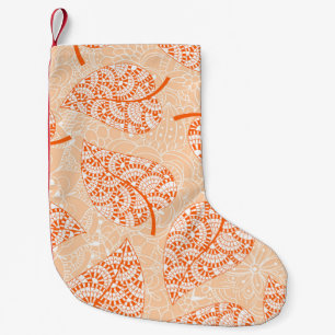 Petite Chaussette De Noël Arrière - plan d'automne. Fond de motif transparen