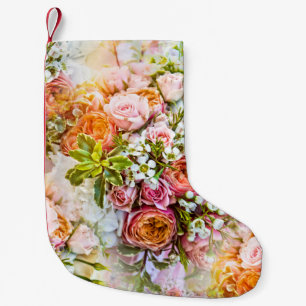 Petite Chaussette De Noël Arrière - plan de fleurs d'été, bouquets de fleurs