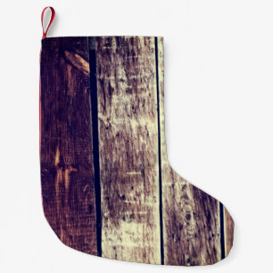 Petite Chaussette De Noël Arrière - plan en bois ancien coloré - Jaune foncé
