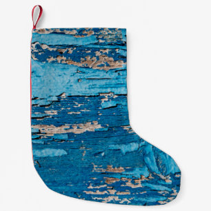 Petite Chaussette De Noël Arrière - plan en bois bleu ancien