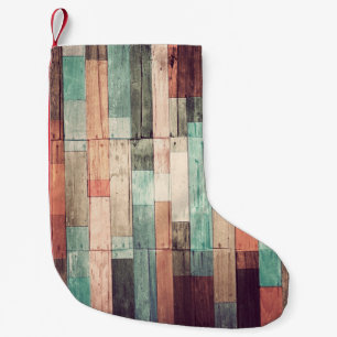 Petite Chaussette De Noël Arrière - plan en bois. Vintage wallpaperbackgro