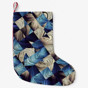 Petite Chaussette De Noël Art numérique Bleu Carrés Abstraits