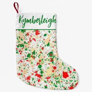 Petite Chaussette De Noël Artisan Abstrait Aquarelle Peinture Splashes Nom