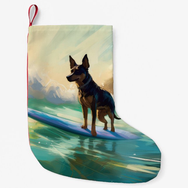 Petite Chaussette De Noël Australian Kelpie Beach Surf Paining (Devant)