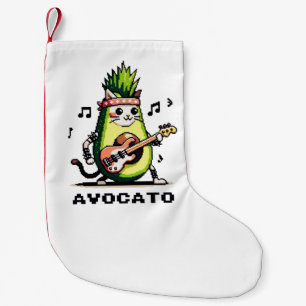 Petite Chaussette De Noël Avocato - Drôle Pixel Art Avocado Cat jouer basse
