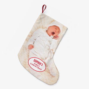 Petite Chaussette De Noël Baby First Christmas Monogramme Nom Photo