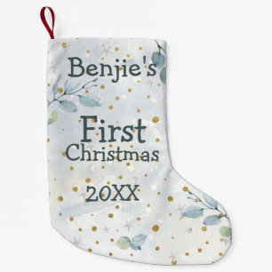 Petite Chaussette De Noël Baby First Christmas Nom de la photo Date Feuille 