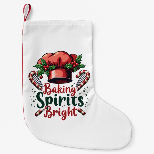 Petite Chaussette De Noël Baking Spirits Bright Funky Baking Chef Baker (Devant)