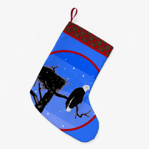 Petite Chaussette De Noël Bald Eagle en hiver - Art original de la faune