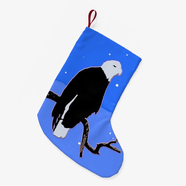Petite Chaussette De Noël Bald Eagle en hiver - Art original de la faune (Devant (Accrochage))