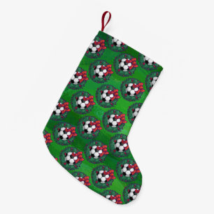 Petite Chaussette De Noël Balle de soccer couronne de Noël