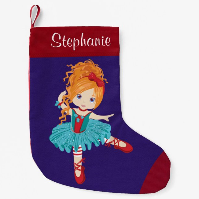 Petite Chaussette De Noël Ballerina de Noël des cheveux rouges (Devant)
