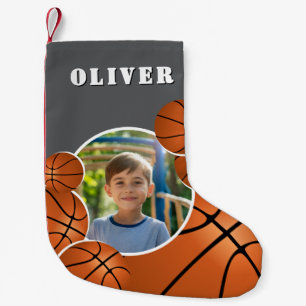 Petite Chaussette De Noël Ballon de basket-ball personnalisé Photo de garçon