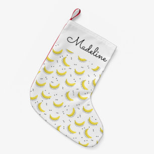 Petite Chaussette De Noël Bananes géométriques  Ajouter votre nom
