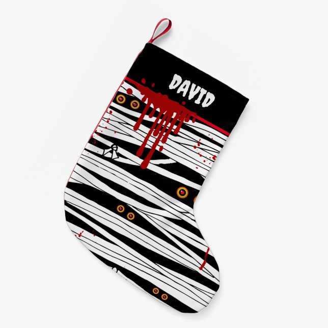 Petite Chaussette De Noël Bandages de momie d'Halloween Yeux Déplaisants (Devant (Accrochage))