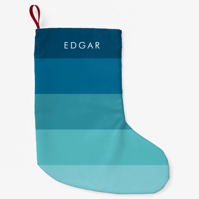 Petite Chaussette De Noël Bandes bleues modernes (Devant)