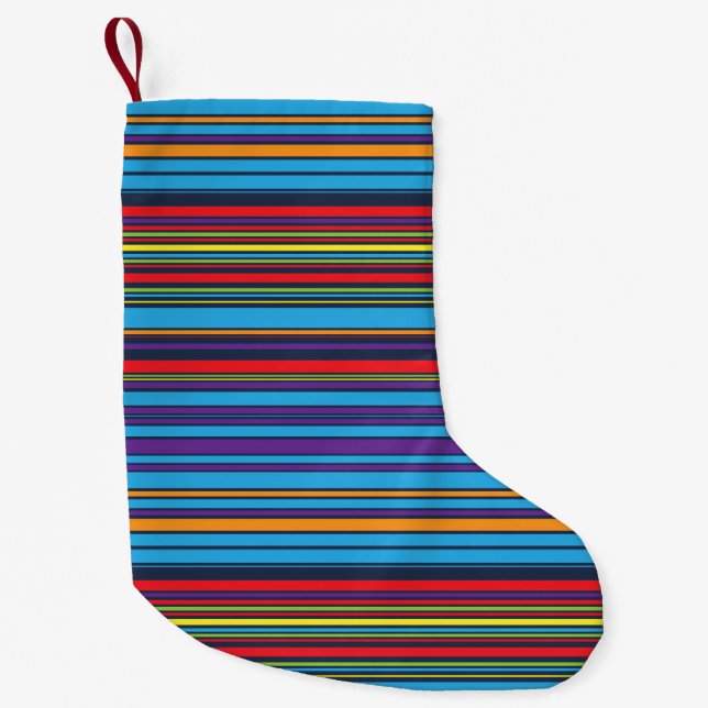 Petite Chaussette De Noël Bandes de violet bleu mignonne (Devant)