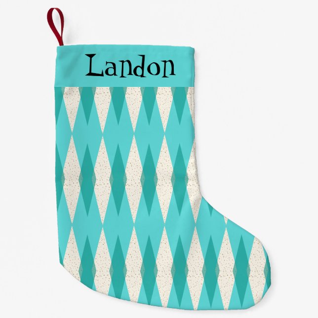 Petite Chaussette De Noël Bas à motifs de losanges moderne de Noël de la (Devant)