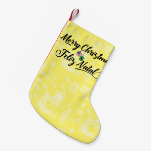 Petite Chaussette De Noël Bas brésilien bilingue de Noël d'Américain