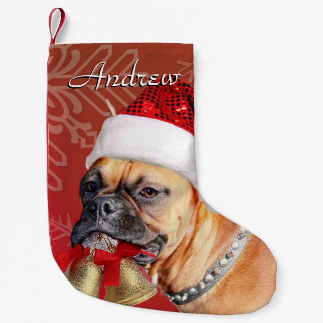 Petite Chaussette De Noël Bas de chien de boxeur de Noël (Devant)