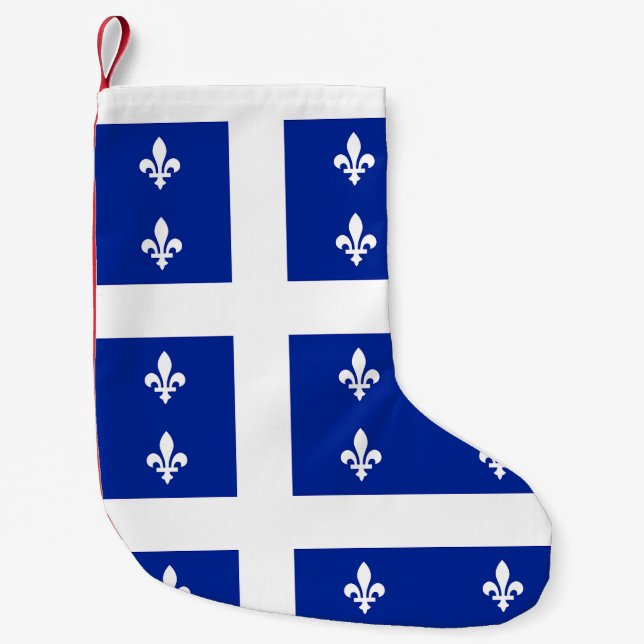 Petite Chaussette De Noël Bas de Noël avec drapeau du Québec (Devant)