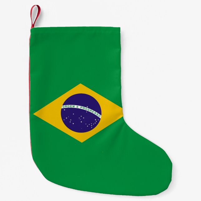 Petite Chaussette De Noël Bas de Noël avec le drapeau du Brésil (Devant)