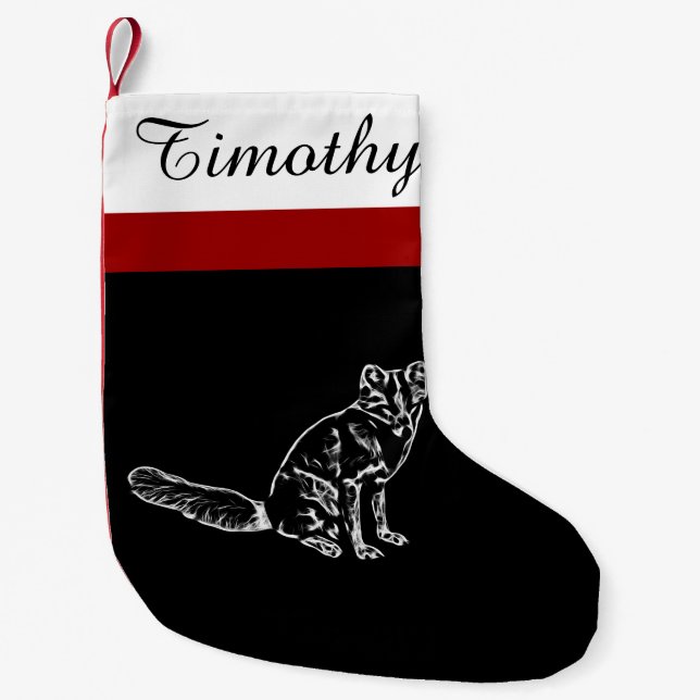 Petite Chaussette De Noël Bas de Noël de Fox d'enfants avec le nom (Devant)