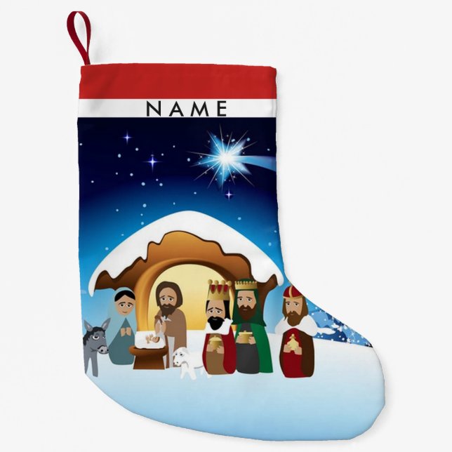 Petite Chaussette De Noël Bas de Noël de nativité (Devant)