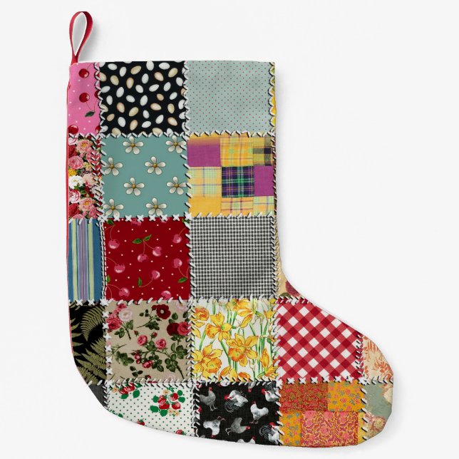 Petite Chaussette De Noël Bas de Noël de patchwork (Devant)