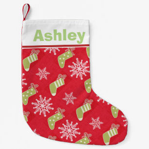 Petite Chaussette De Noël Bas de Noël vert Rouge Personnalisé