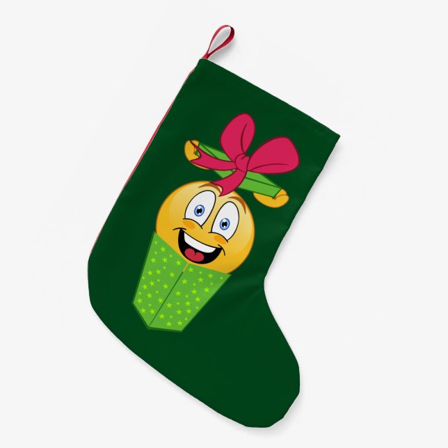 Petite Chaussette De Noël Bas d'Emoji de cadeau de Noël (Devant (Accrochage))
