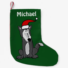 Petite Chaussette De Noël Bas drôle de Noël de loup gris