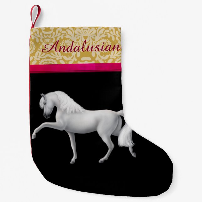 Petite Chaussette De Noël Bas espagnol andalou blanc de Noël de cheval (Devant)