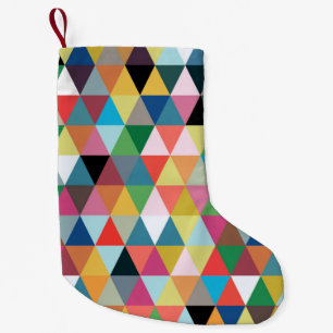 Petite Chaussette De Noël Bas modelé géométrique coloré de Noël