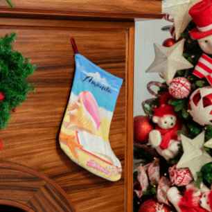 Petite Chaussette De Noël Bas personnalisé par bord de la mer