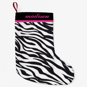 Petite Chaussette De Noël Bas rose et noir de monogramme d'impression de