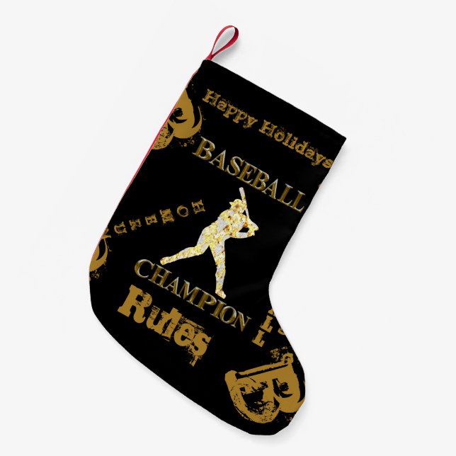 Petite Chaussette De Noël Baseball (Devant (Accrochage))
