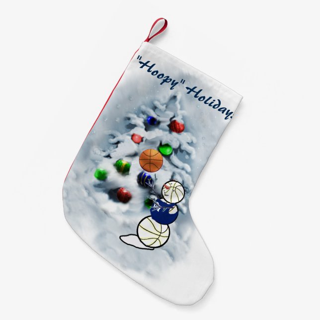 Petite Chaussette De Noël Basket-ball Snowman Noël (Devant (Accrochage))