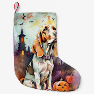 Petite Chaussette De Noël Basset Hound Halloween avec citrouilles effrayant 