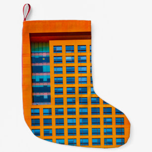 Petite Chaussette De Noël Bâtiment bleu et orange