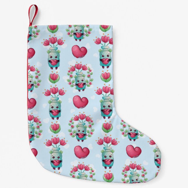 Petite Chaussette De Noël Beau Floral Mason Jar Hearts Motif (Devant)