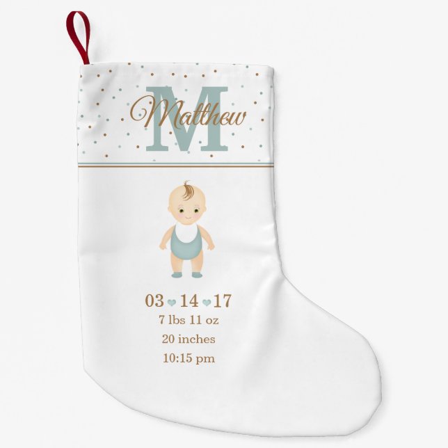Petite Chaussette De Noël Bébé Garçon Faire-part de naissance (Devant)